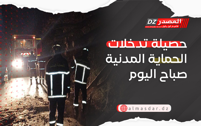 حصيلة تدخلات الحماية المدنية صباح اليوم