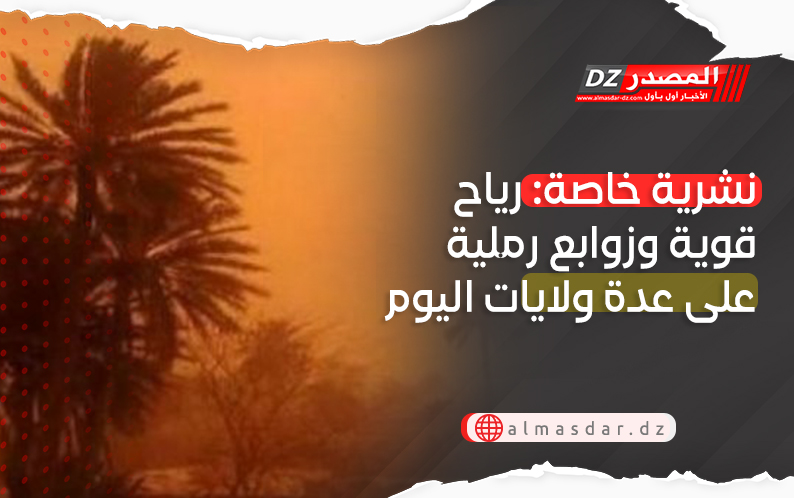 تنبيه: رياح قوية وزوابع رملية عبر 8 ولايات اليوم